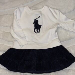 Polo by Ralph Lauren White and Navy Kids Casual Dress